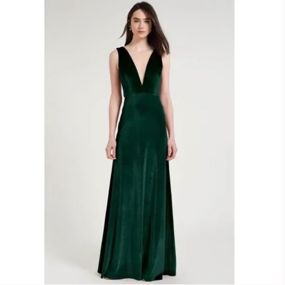 Jenny Yoo Logan Elegant Green Velvet Dress